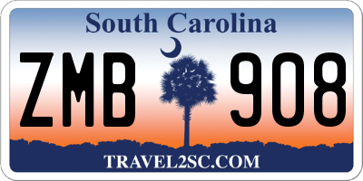SC license plate ZMB908
