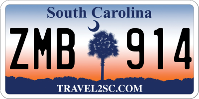 SC license plate ZMB914