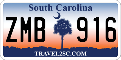 SC license plate ZMB916