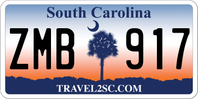 SC license plate ZMB917