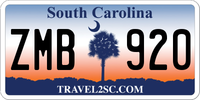 SC license plate ZMB920