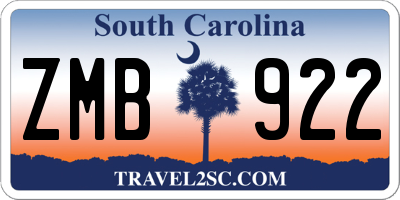 SC license plate ZMB922