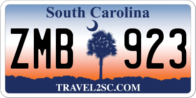 SC license plate ZMB923