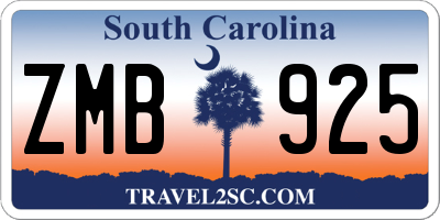 SC license plate ZMB925
