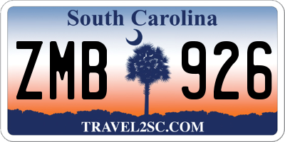 SC license plate ZMB926