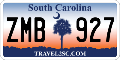 SC license plate ZMB927