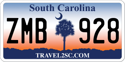 SC license plate ZMB928