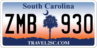 SC license plate ZMB930