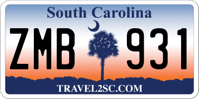 SC license plate ZMB931