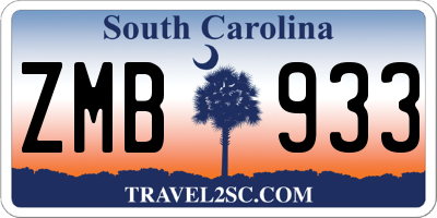 SC license plate ZMB933