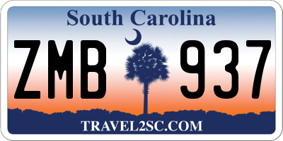 SC license plate ZMB937