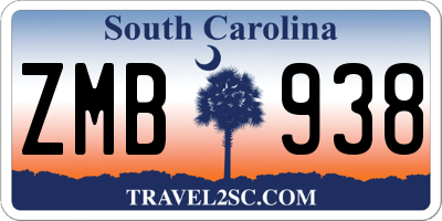 SC license plate ZMB938
