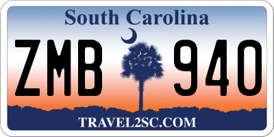 SC license plate ZMB940