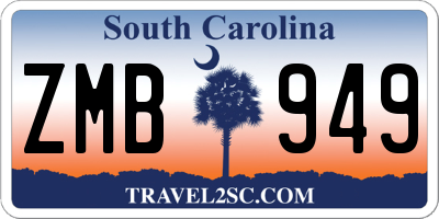 SC license plate ZMB949
