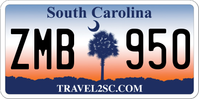 SC license plate ZMB950