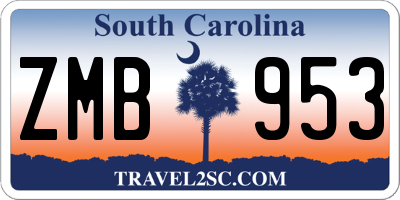 SC license plate ZMB953