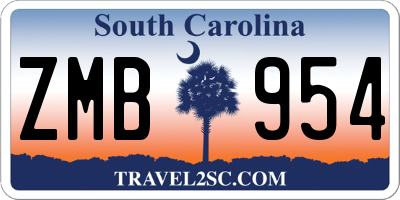 SC license plate ZMB954