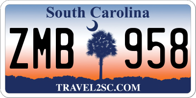 SC license plate ZMB958