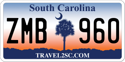 SC license plate ZMB960