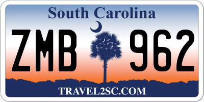 SC license plate ZMB962