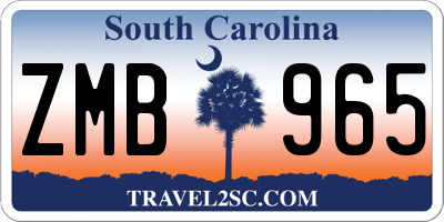 SC license plate ZMB965