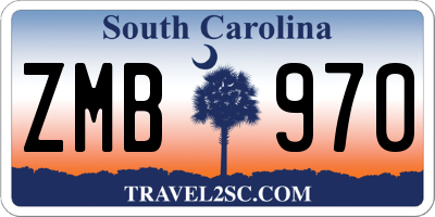 SC license plate ZMB970