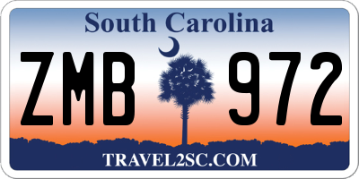 SC license plate ZMB972