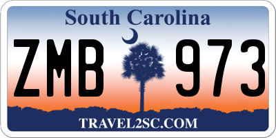 SC license plate ZMB973