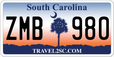 SC license plate ZMB980