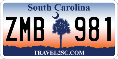 SC license plate ZMB981
