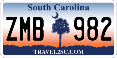 SC license plate ZMB982