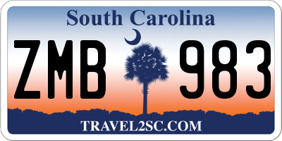 SC license plate ZMB983