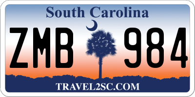 SC license plate ZMB984