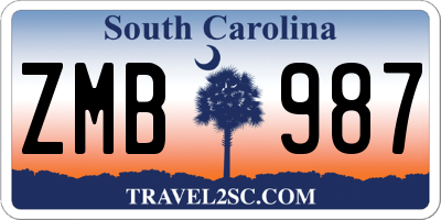 SC license plate ZMB987