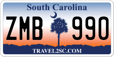 SC license plate ZMB990