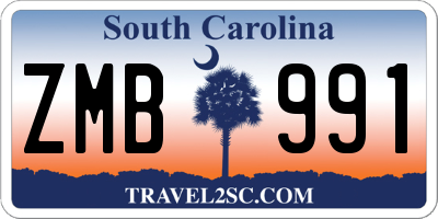 SC license plate ZMB991