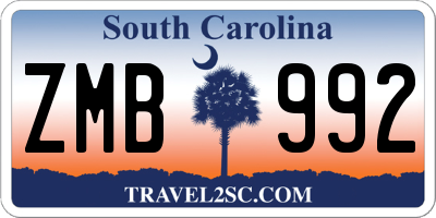 SC license plate ZMB992