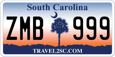 SC license plate ZMB999