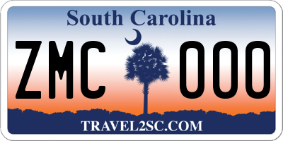 SC license plate ZMC000