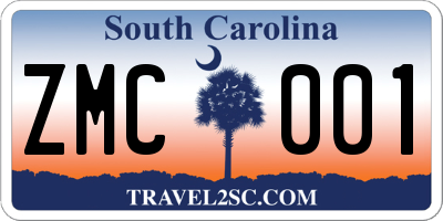 SC license plate ZMC001