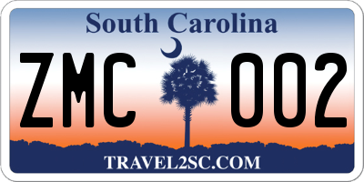 SC license plate ZMC002
