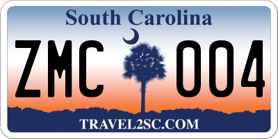 SC license plate ZMC004