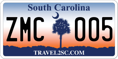 SC license plate ZMC005