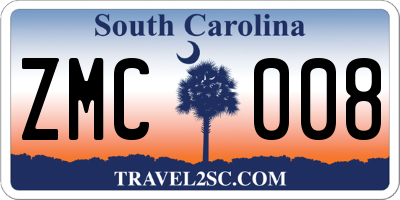 SC license plate ZMC008