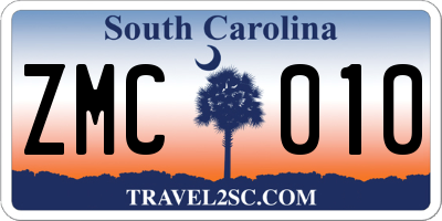 SC license plate ZMC010