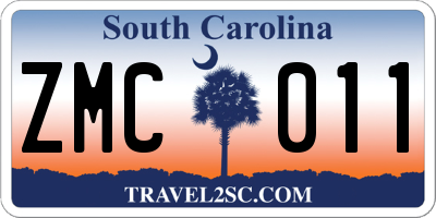 SC license plate ZMC011