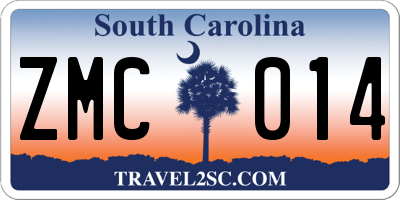 SC license plate ZMC014