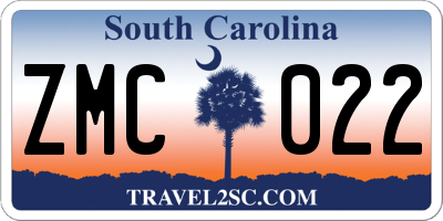 SC license plate ZMC022