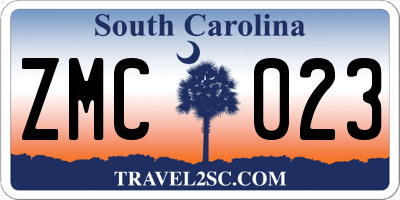 SC license plate ZMC023