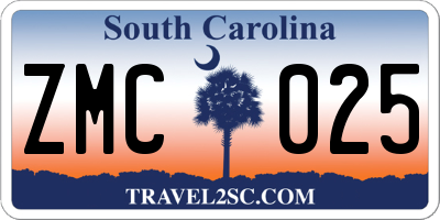 SC license plate ZMC025